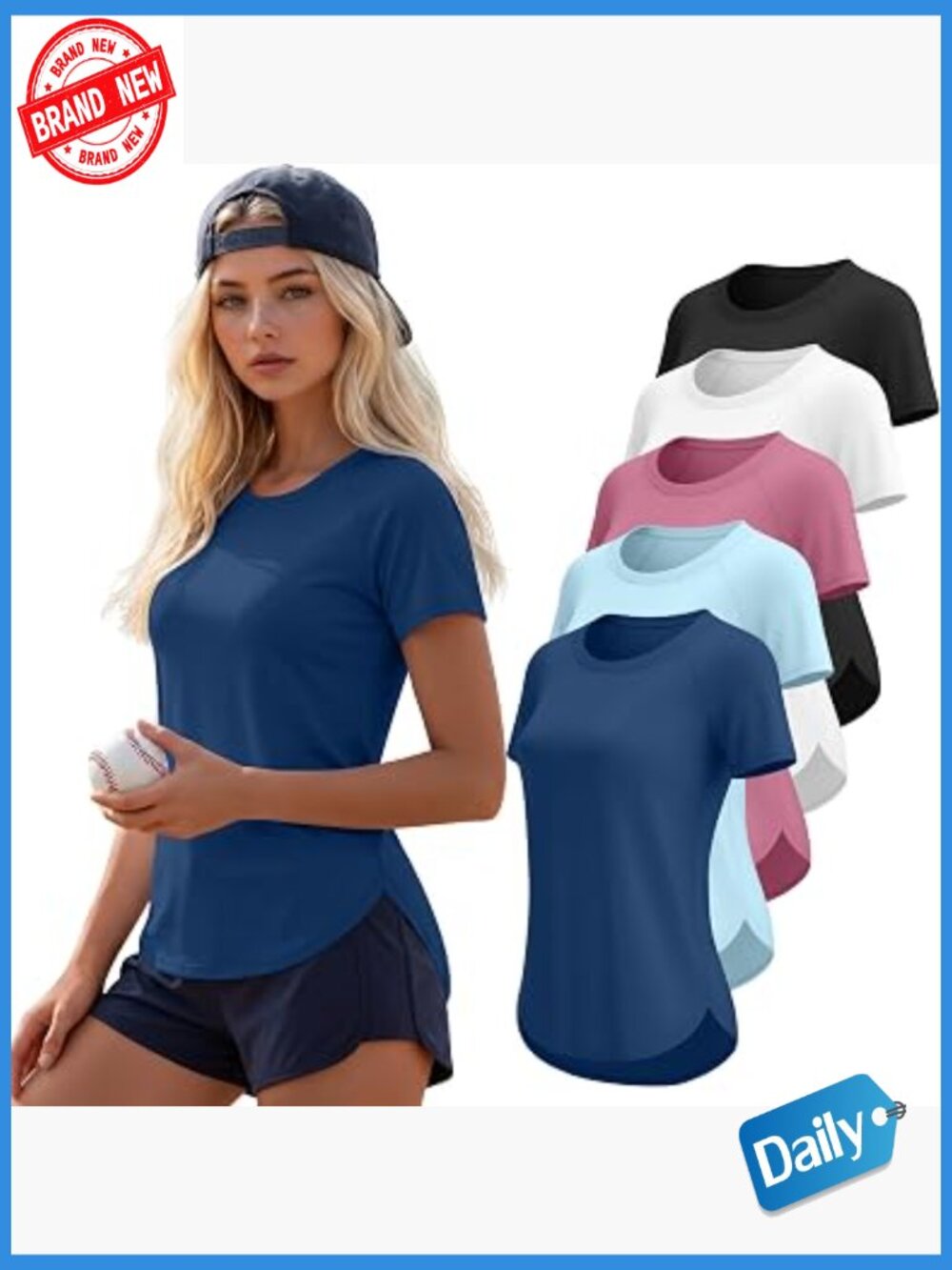 5 Pack Women's Quick Dry Workout Tops with UPF 50+ Short Sleeve Yoga Tees